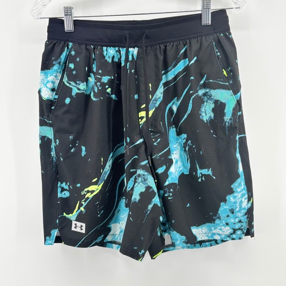 Under Armour Other - Under Armour Mens Loose Fit‎ Athletic Shorts Black Blue Marble Print Medium 7in